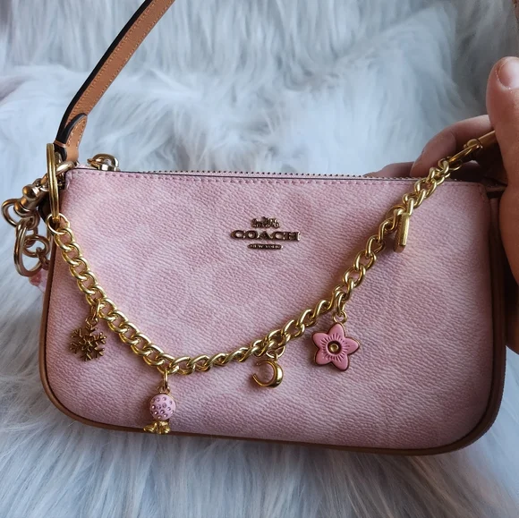 NWT Coach Nolita 19 In Signature Canvas Gold/Powder Pink CDW31